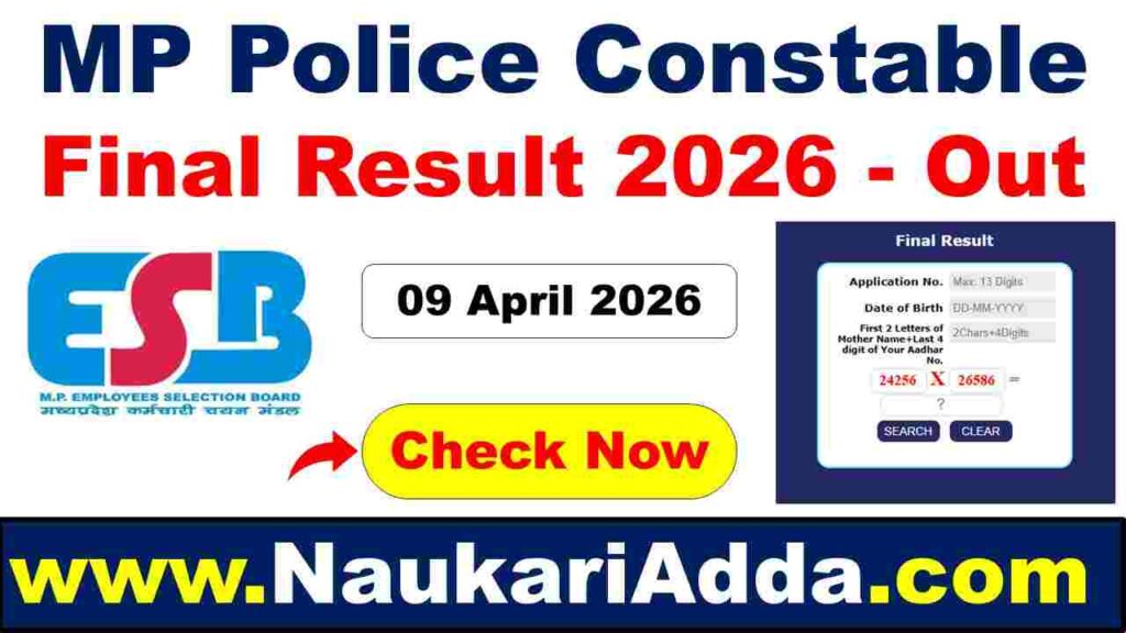 MPESB Police Constable Result 2026 Naukari Adda