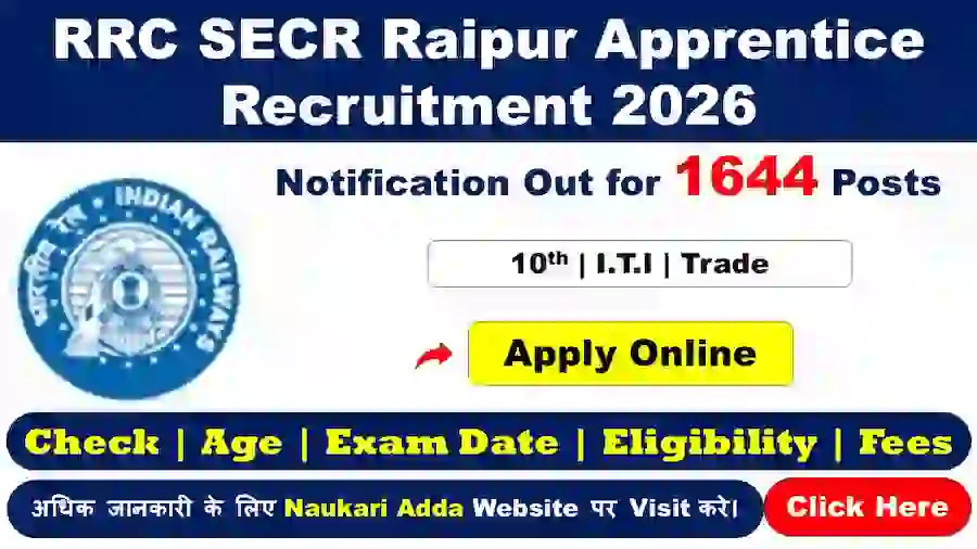 Railway SECR Raipur Apprentice Recruitment 2026 Naukari Adda