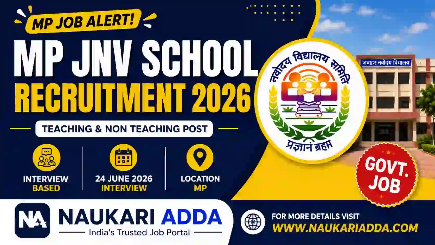 MP JNV Teacher Bharti 2026 Naukari Adda